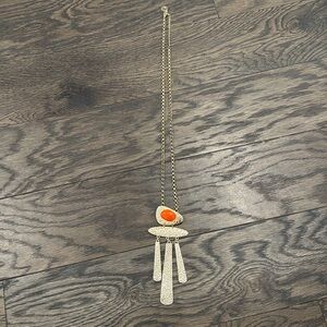 Orange and Gold Statement Drop Necklace